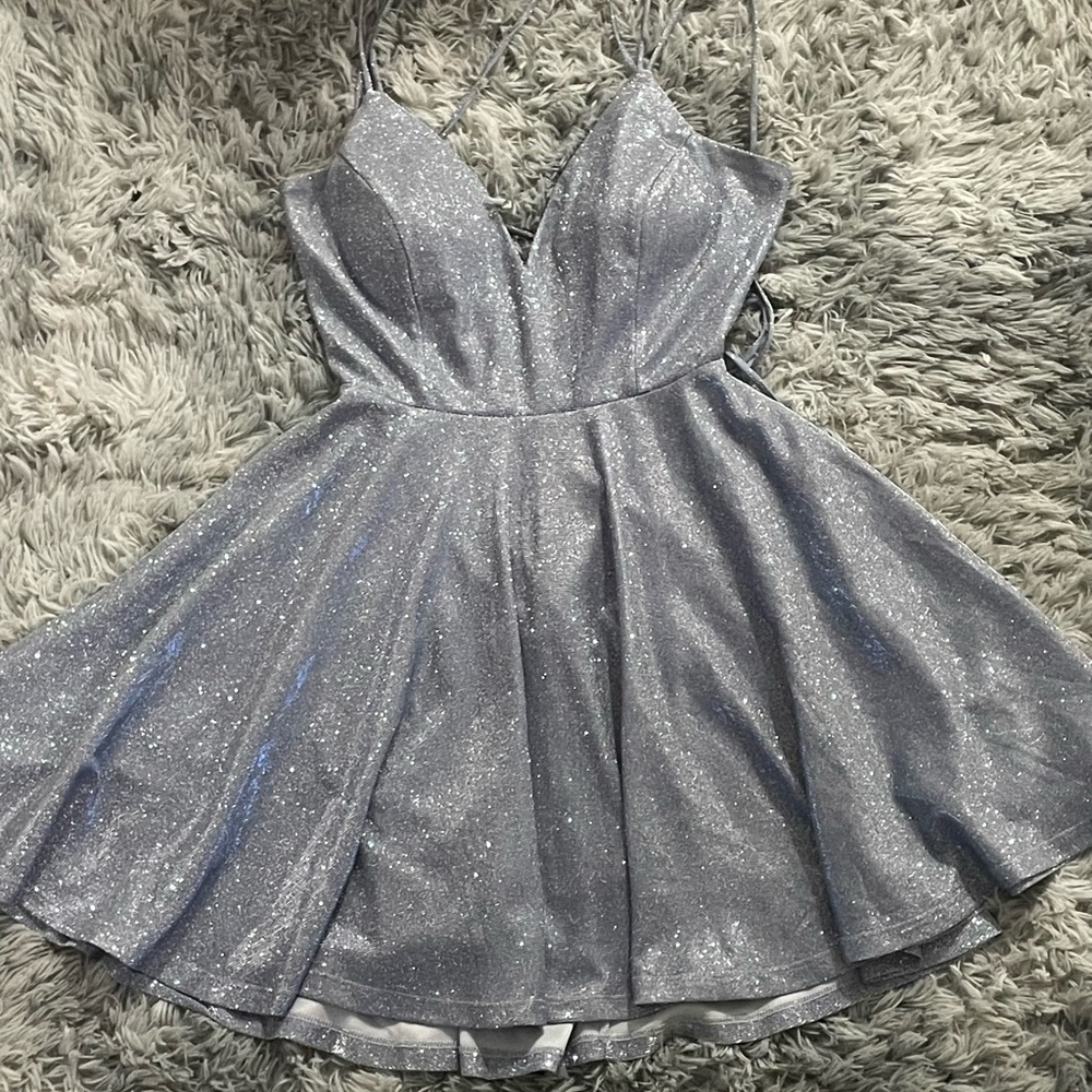 Windsor’s Icy Silver Blue Iridescent Dress